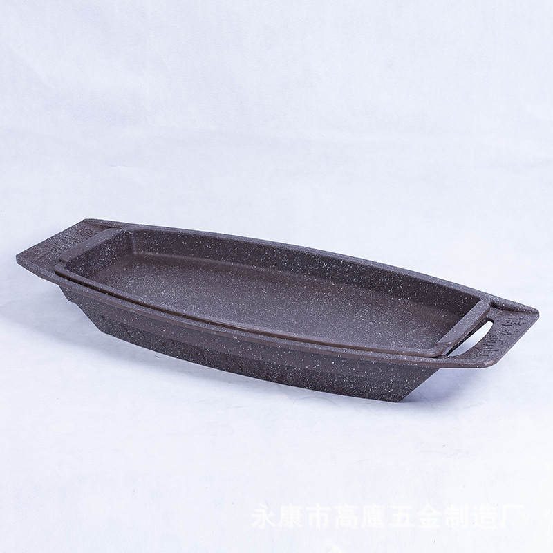 炭火航母海鮮大咖烤盤(pán)商用鐵板燒大號(hào)大全鍋烤盤(pán)香蕉船盤(pán)子