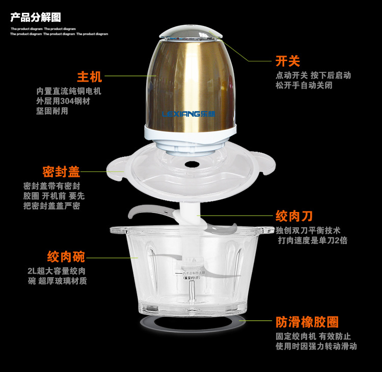 絞肉機家用商用食物料理機餃子餡碎肉切菜榨汁攪拌機源頭工廠批發(fā)