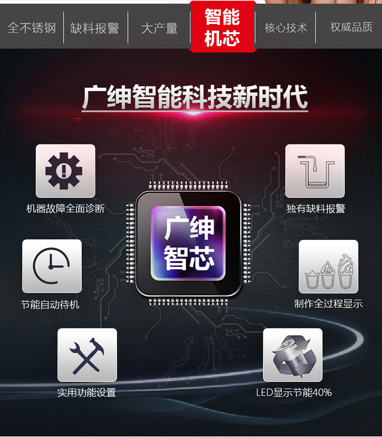 全不銹鋼冰淇淋機商用 三色冰激凌機 廣紳甜筒機 雪糕機生產(chǎn)廠家