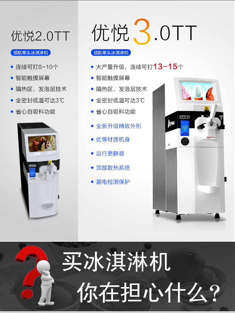 領(lǐng)航智造優(yōu)悅3.0TT冰激凌機(jī)商用甜筒雪糕機(jī)臺式全自動冰淇淋機(jī)