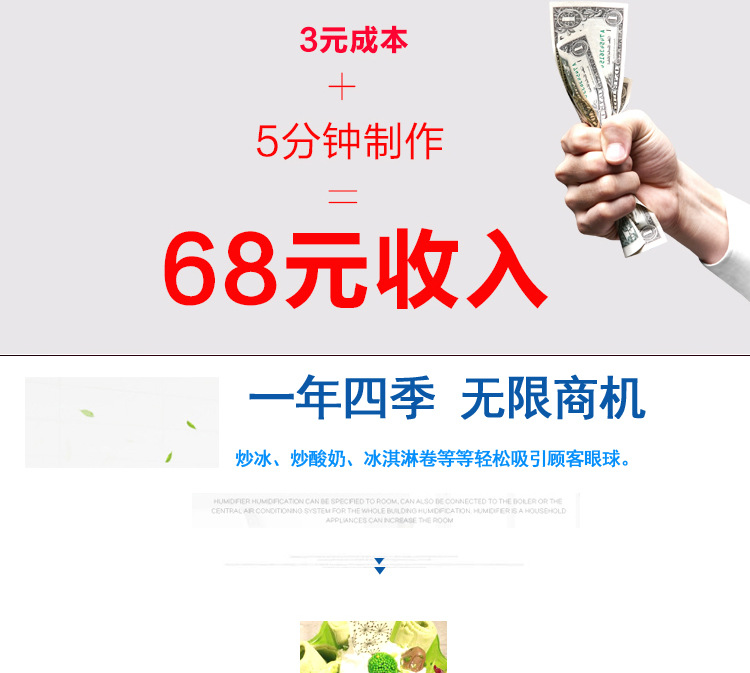 格琳斯商用炒冰淇淋卷炒冰機(jī) 雙方鍋雙控帶5桶炒酸奶機(jī)廠家直銷(xiāo)