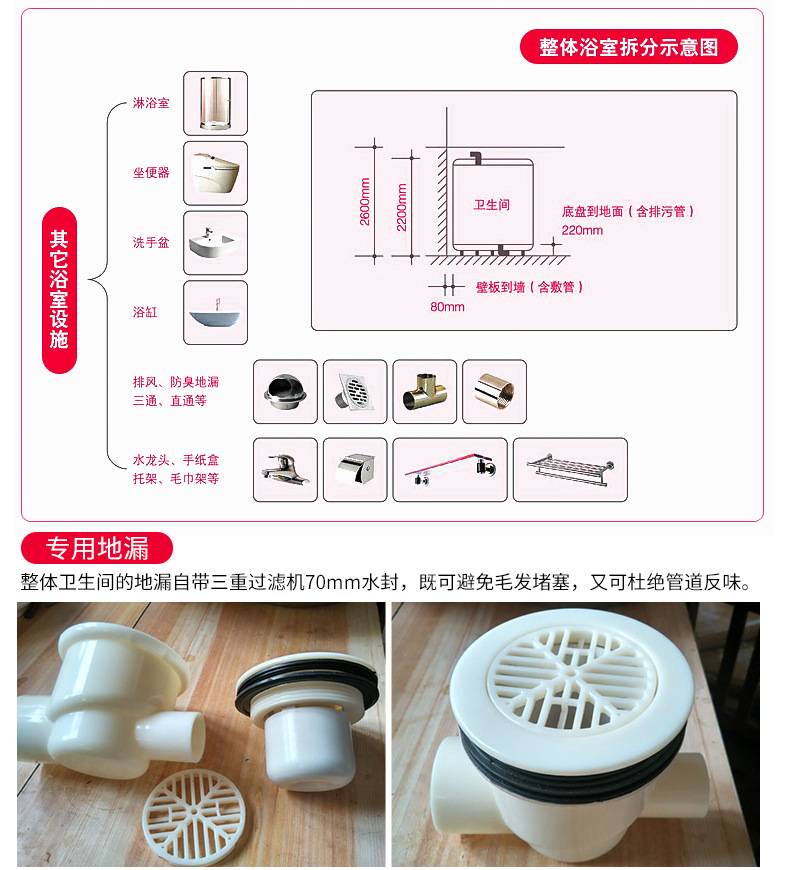 賓館集成整體衛(wèi)生間 酒店集成整體淋浴房公寓出租房臨時快捷廁所