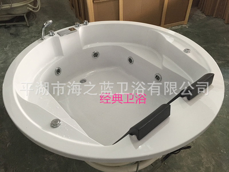 廠家直銷亞克力圓形沖浪按摩浴缸，酒店專用情侶雙人鴛鴦浴浴缸