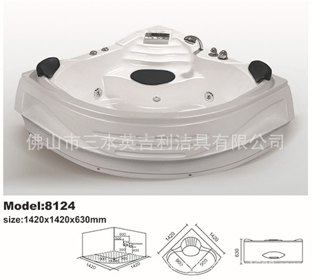 源頭生產(chǎn)廠家酒店、家用按摩浴缸 8124