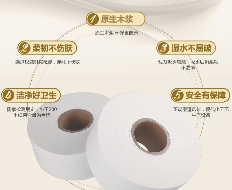 蓓安適卷紙 無(wú)芯大盤紙 廁所用紙 酒店ktv飯館專用紙 木漿卷筒紙