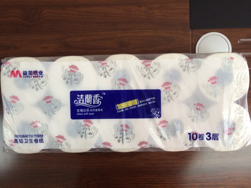 廠家批發(fā)柔軟三層大盤紙 大盤紙原紙 卷筒紙 玫瑰心語生活用紙