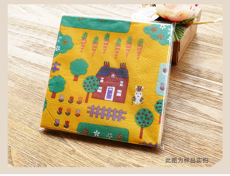 廠家直銷(xiāo)方巾紙彩色餐巾紙定制原木漿環(huán)保巾紙定制 logo 印刷定制