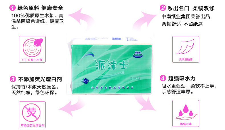 廠(chǎng)家直銷(xiāo)批發(fā)派潔士擦手紙酒店 衛(wèi)生間干手紙 200張三折單層