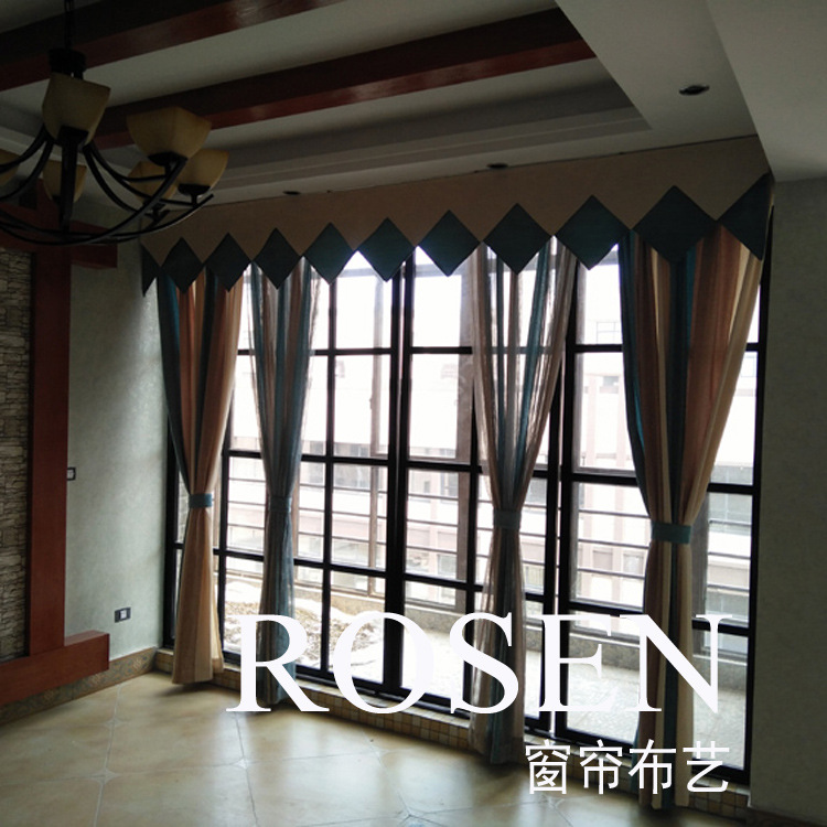 雪尼爾窗簾現(xiàn)代客廳窗簾豎條藍(lán)色定制客廳酒店客房工程窗簾批發(fā)
