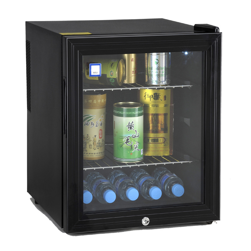 美伴家42升小冰箱迷你酒店家用帶鎖玻璃門(mén)小型客房冰箱食品冷藏箱
