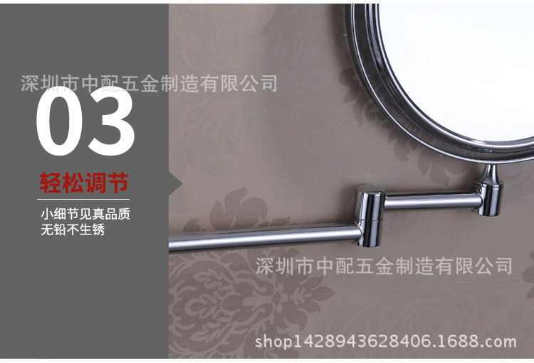全銅鍍鉻酒店浴室銀色化妝鏡 衛(wèi)生間高檔圓形浴室鏡853廠家直銷(xiāo)