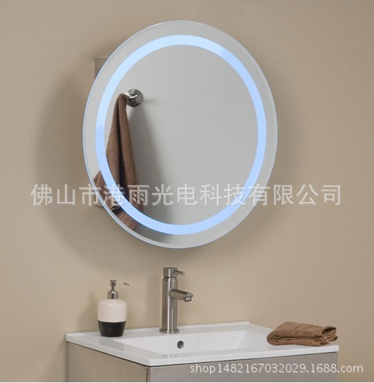 供應(yīng)創(chuàng)意時尚浴室防霧水銀鏡 酒店衛(wèi)生間鏡 帶時間放大LED鏡