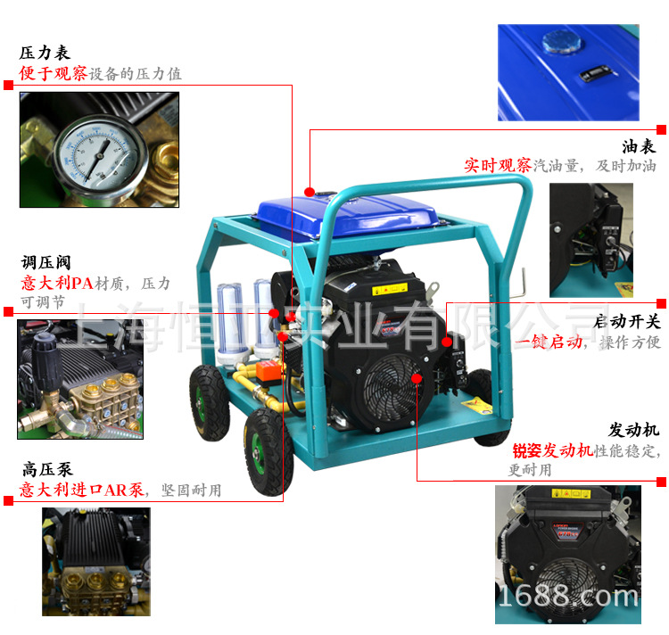下水道疏通機(jī)、市政、物業(yè)使用43升/分管道清洗機(jī)高壓疏通機(jī)