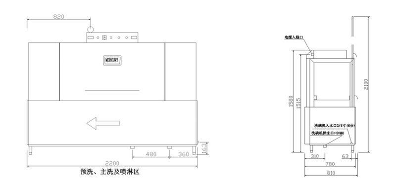 批量生產(chǎn) ECOLAB C250雙缸隧道洗碗機(jī) 通道式洗碗機(jī)