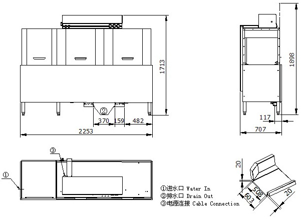 廠家直銷通道式自動洗碗機(jī) 酒店廚房商用洗碗機(jī)