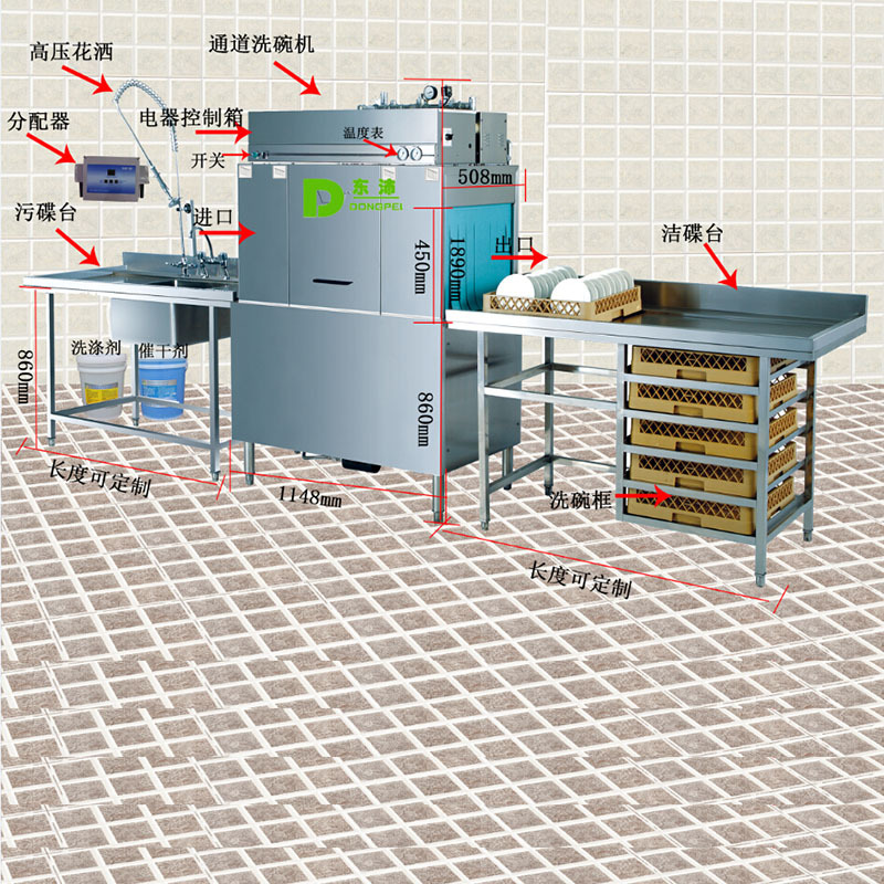 威順通道式洗碗機(jī)大型商用隧道式洗碗機(jī)食堂全自動(dòng)洗杯機(jī)消毒洗碗