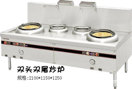 廠家直銷商用雙頭雙尾燃?xì)獬礌t、雙頭單尾炒爐、 燃?xì)獯箦佋顮t