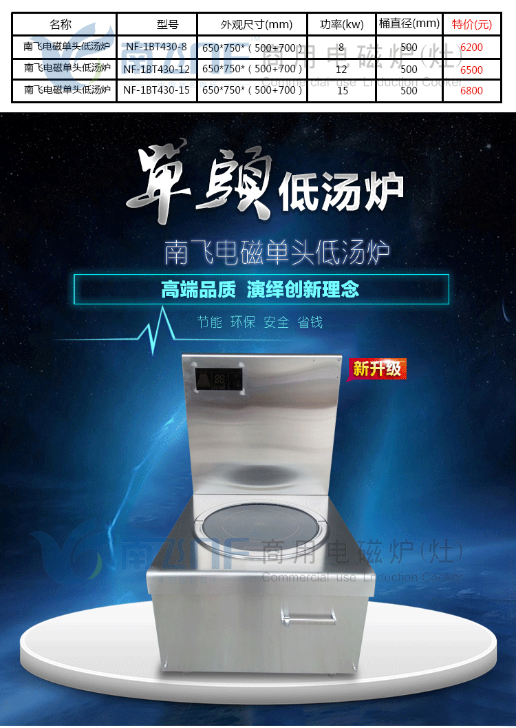 商用電磁爐15kw 低湯爐單頭煲湯爐 灶具電磁爐廠家 特價聯(lián)保包郵