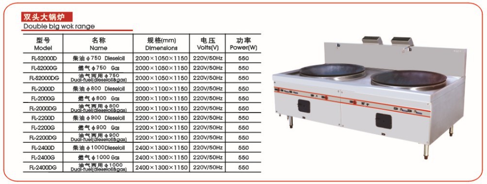 FL-2000G 燃?xì)饷簹怆p頭φ800大鍋爐雙頭大炒爐具爐灶