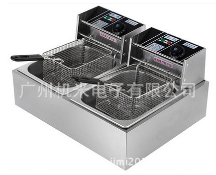 廠家直銷SKMA82電炸爐設(shè)備加厚油盆電炸爐 商用單缸雙篩電炸爐