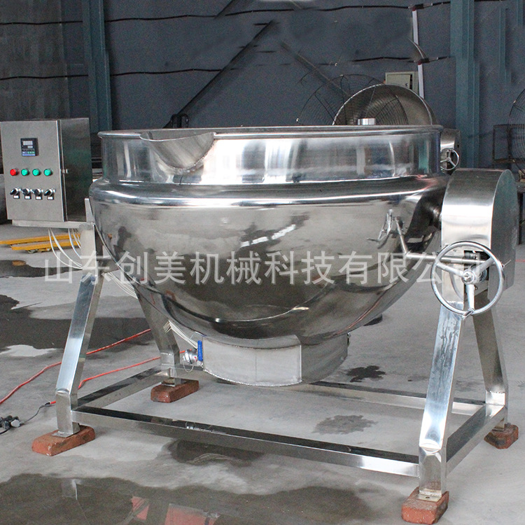 廠家直銷(xiāo) 通用型蒸煮熬湯鍋全不銹鋼可傾式電加熱導(dǎo)熱油夾層鍋