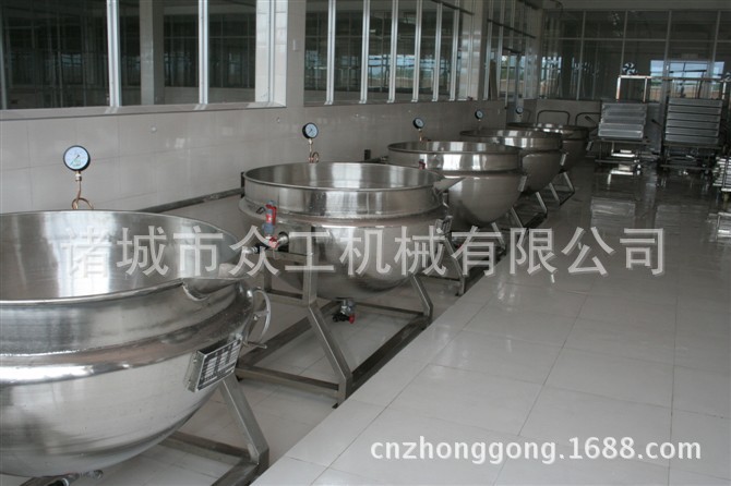 供應(yīng)300L熬湯鍋 可傾式電加熱夾層鍋 牛肉肉制品鹵煮鍋