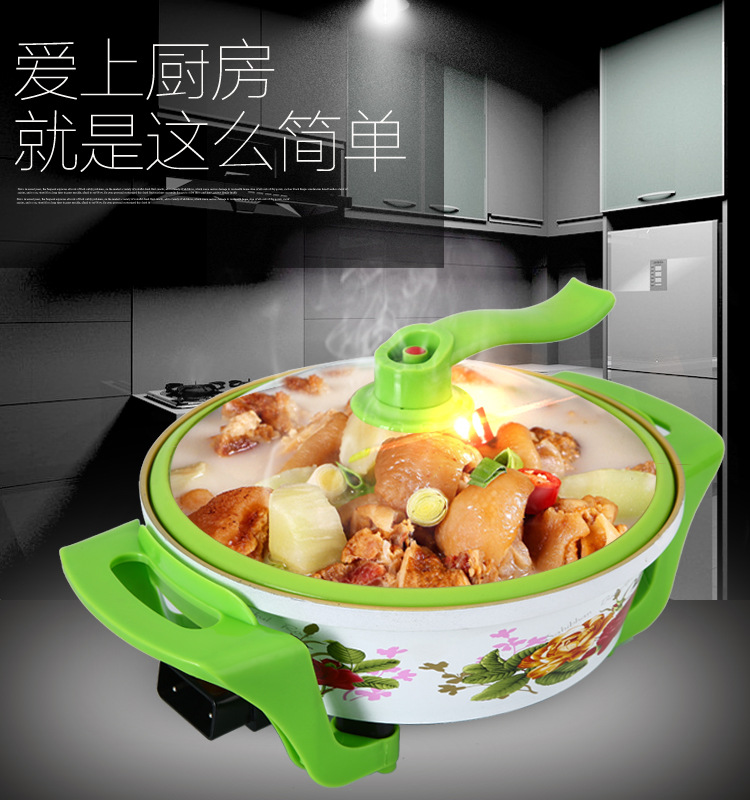 大紅雙喜真空養(yǎng)生鍋電煮鍋電煎鍋電熱鍋6L加厚電火鍋家用圓鍋批發(fā)