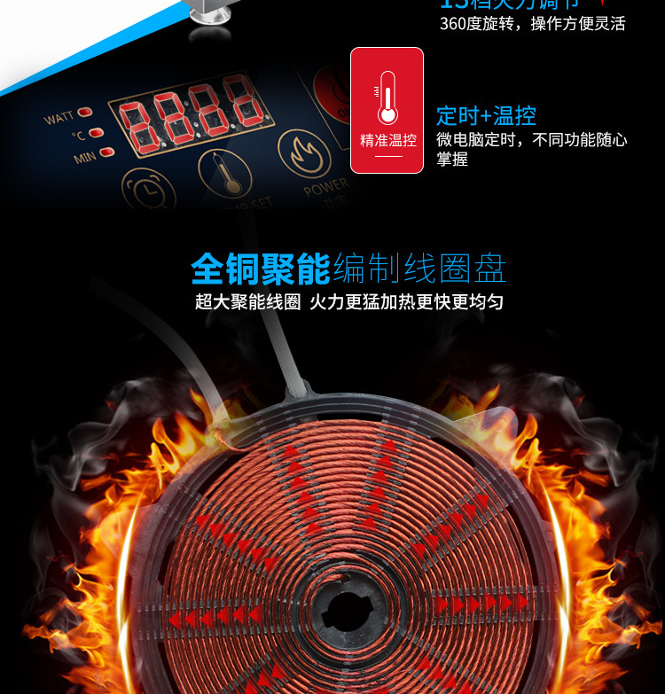 商用電磁爐5000w 臺(tái)式大功率凹面爐餐廳食堂5kw電磁小炒灶