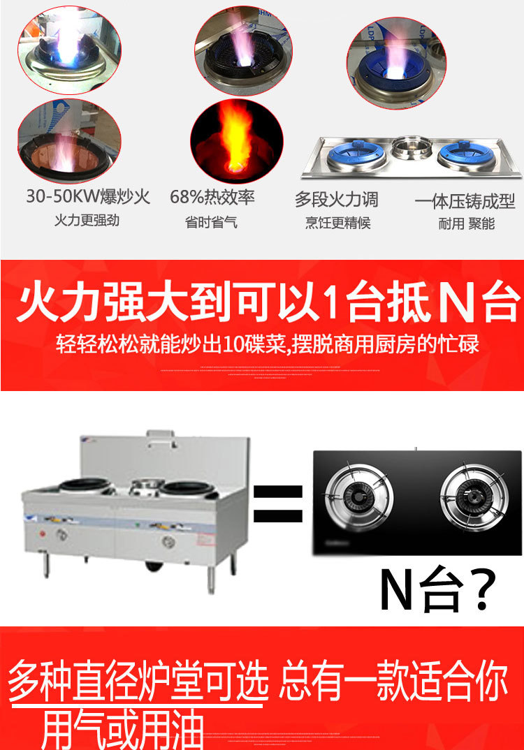聯(lián)眾商用燃?xì)庠?天然氣 煤氣灶 兩炒一溫 大功率節(jié)能炒菜機大鍋灶