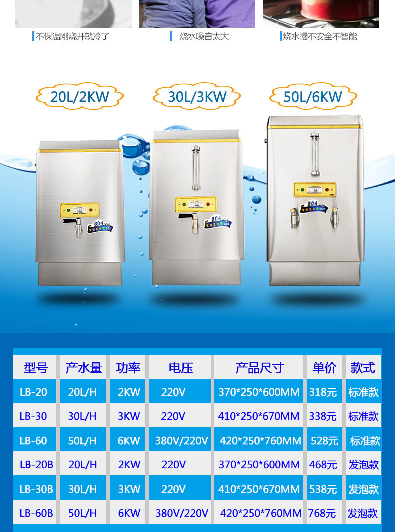 全自動電熱開水器30L商用開水機(jī)不銹鋼電燒水器開水爐開水箱