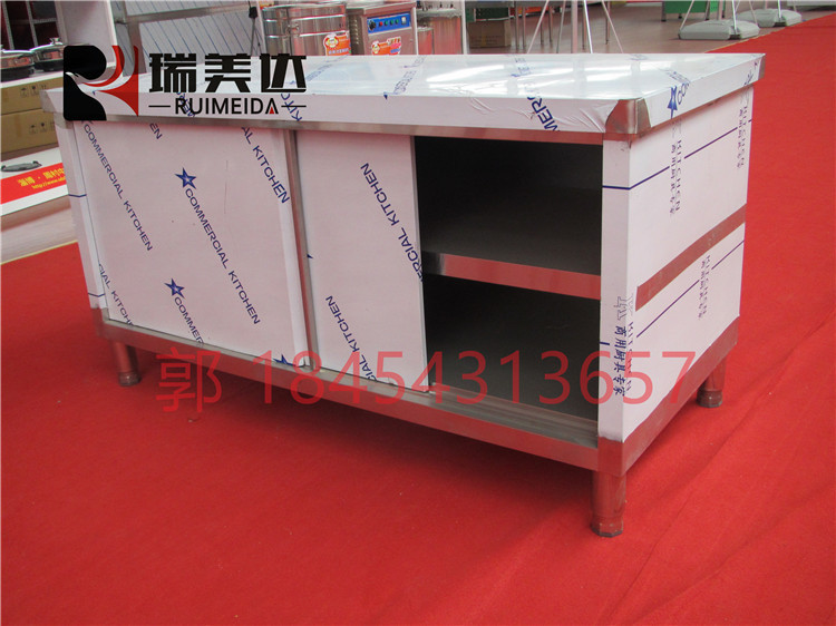 不銹鋼拉門工作臺(tái)飯店碗柜打荷切菜臺(tái)廚房定做奶茶臺(tái)
