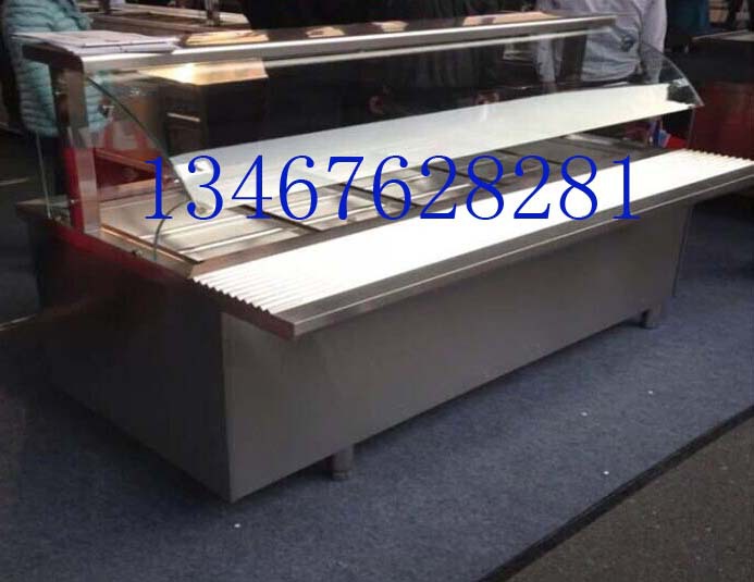 豪興豪華型10盆不銹鋼保溫蒸菜臺(tái) 電加熱早餐快餐車(chē)售飯臺(tái)