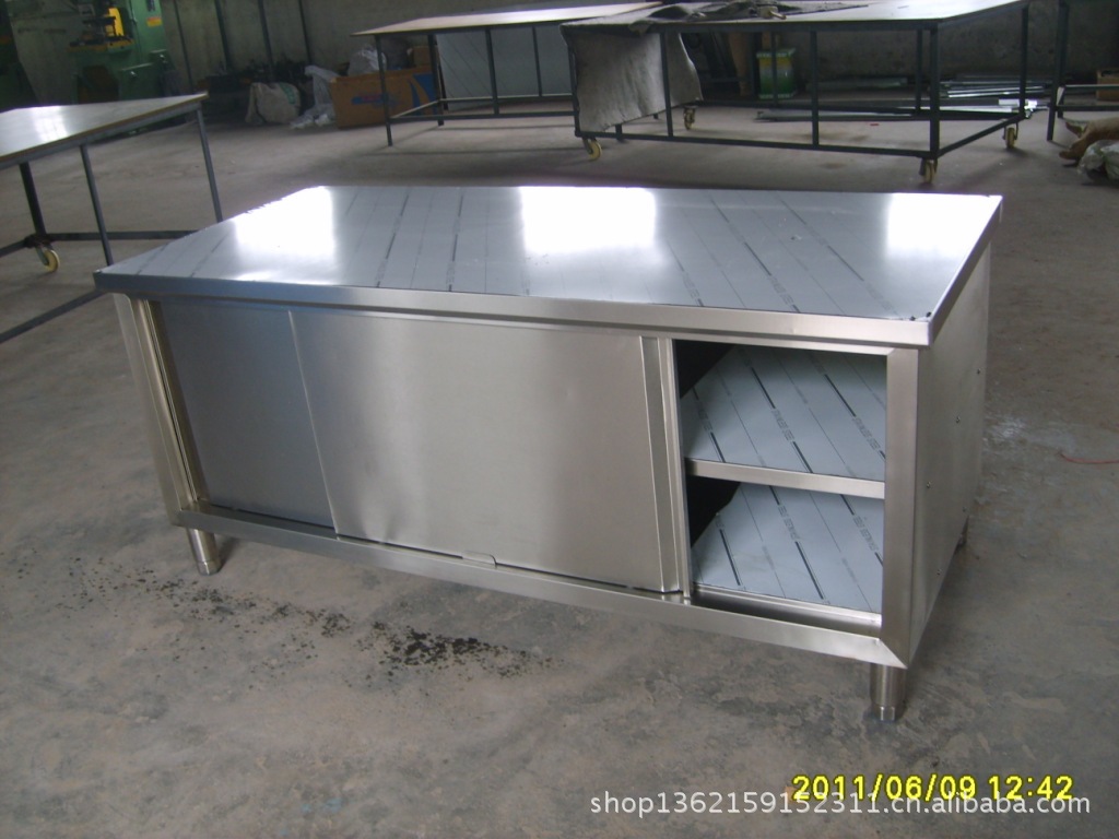 鈺航廚業(yè) 廠家直銷(xiāo) 不銹鋼拉門(mén)工作臺(tái)雙通 優(yōu)質(zhì)廚房工作臺(tái)
