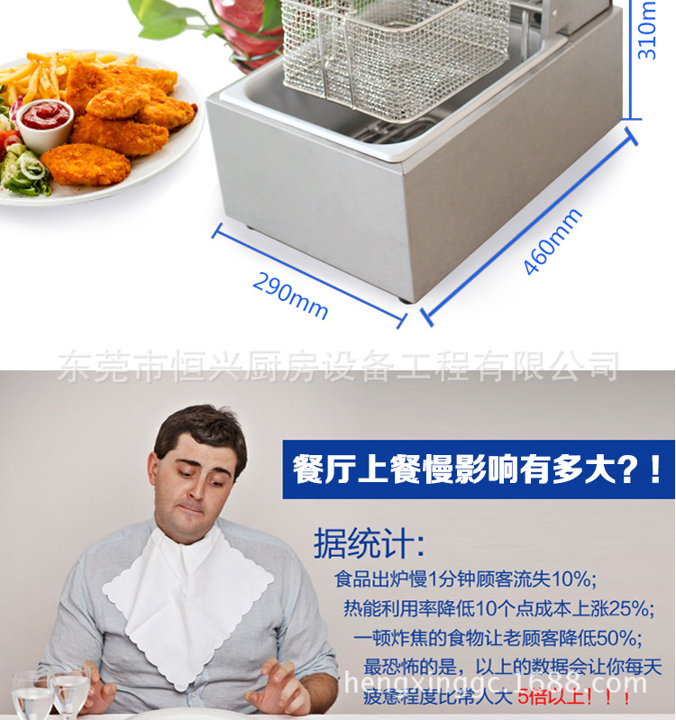 EF 81小型電炸爐單缸單篩電炸鍋商用不銹鋼炸薯?xiàng)l機(jī)器電炸爐價格