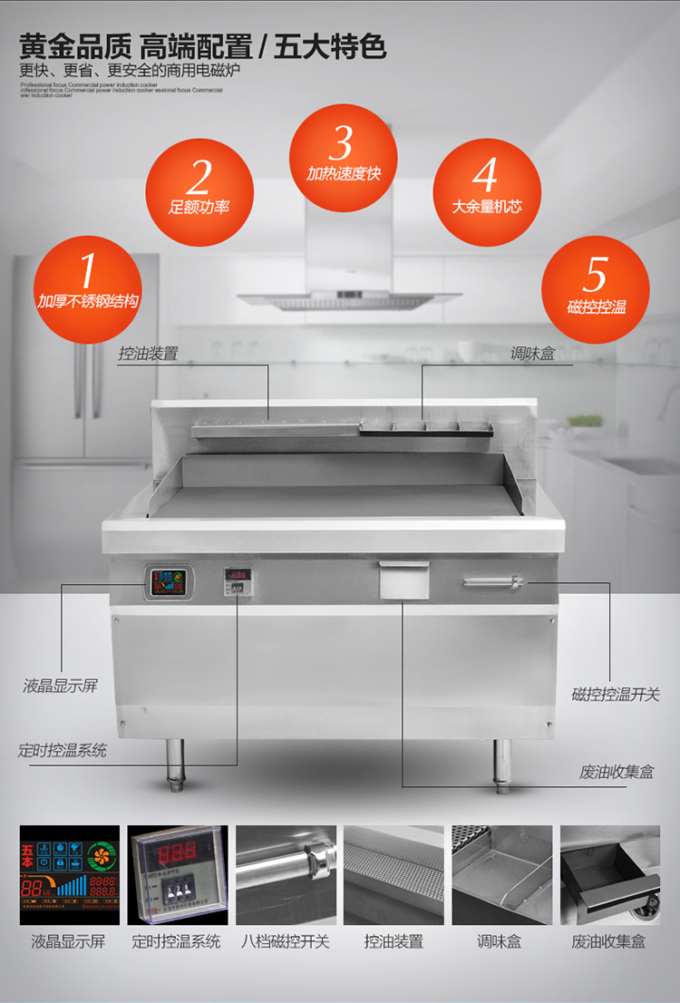 商用西餐電磁爐大功率8kw-20kw扒爐鐵板燒手抓餅鐵板魷魚(yú)機(jī)器設(shè)備