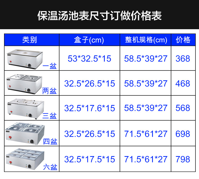 樂創(chuàng)商用電熱保溫湯池深湯菜爐3/6/8/10盆暖湯爐保溫售飯臺快餐車
