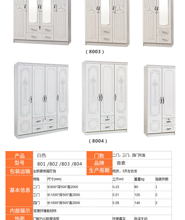 包郵現(xiàn)代簡約臥室二三四門板式衣柜 歐式衣柜組合儲(chǔ)物木質(zhì)大衣柜
