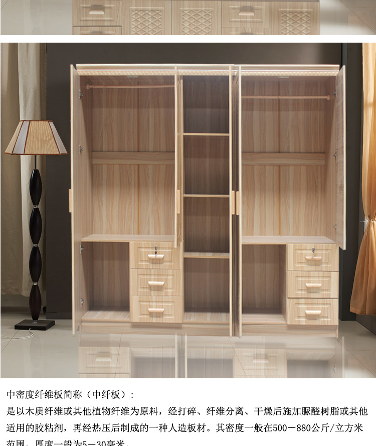 包郵現(xiàn)代簡約臥室二三四門板式衣柜 歐式衣柜組合儲(chǔ)物木質(zhì)大衣柜