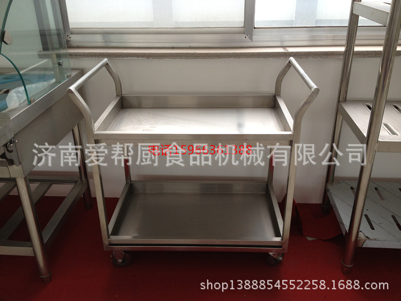 不銹鋼雙層手推餐車，服務(wù)車，調(diào)料車