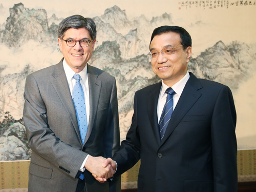 李克強(qiáng)會(huì)見(jiàn)美國(guó)總統(tǒng)特別代表、財(cái)政部長(zhǎng)雅各布·盧