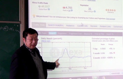 鄭總向成都信息工程學院的學生展示中國廚房設備網發(fā)展的成果