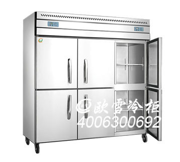標(biāo)準(zhǔn)六門廚房雙溫冷藏冷凍柜 商用餐館廚房冷凍柜